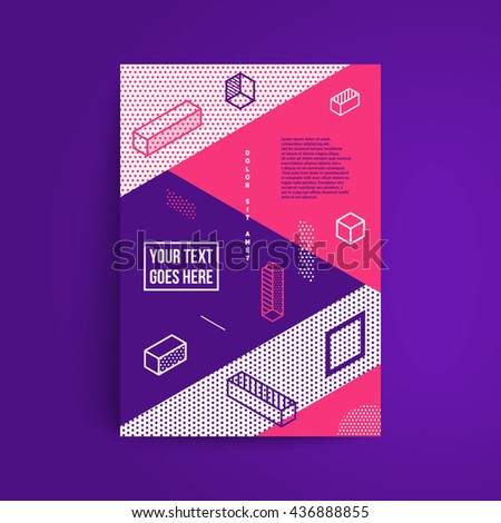Minimalistic design. Simple isometric shapes composition. Eps10 vector template. Applicable for Covers, Placards, Posters, Flyers and Banner Designs.
