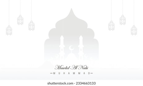 minimalistic design template banner poster celebration of the birthday of the prophet Muhammad SAW