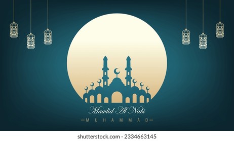 minimalistic design template banner poster celebration of the birthday of the prophet Muhammad SAW