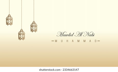 minimalistic design template banner poster celebration of the birthday of the prophet Muhammad SAW