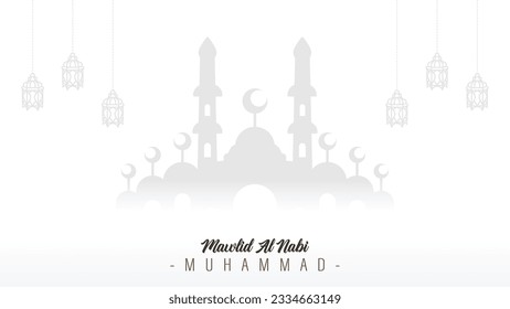 minimalistic design template banner poster celebration of the birthday of the prophet Muhammad SAW