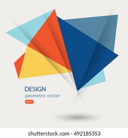 Minimalistic design with triangles. Modern abstract background for Business Presentations, Book Cover and Web Site Design. Blue,yellow and red geometric elements. Vector-stock illustration
