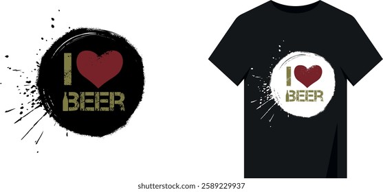 Minimalistic design for t-shirt print, restaurant poster, black circle brush stroke, alcohol. Vector graphics grunge style hand strokes, scratches, paint splashes