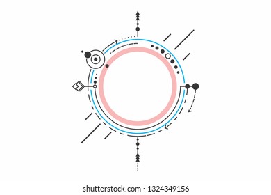 Minimalistic design. Vector lines. Frame for text graphics of modern art. design of business cards, invitations, gift cards, flyers, brochures, tattoo