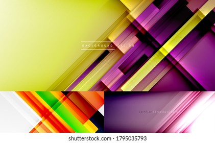 Minimalistic designs, creative concepts, vector geometric abstract background set, dynamic lines