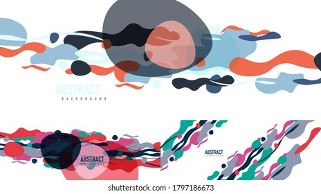 Minimalistic designs, creative concepts, vector geometric abstract background set - clouds and waves