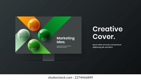 Minimalistic desktop mockup landing page illustration. Bright presentation vector design concept.