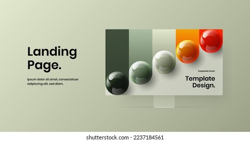 Minimalistic desktop mockup site screen concept. Unique banner design vector template.