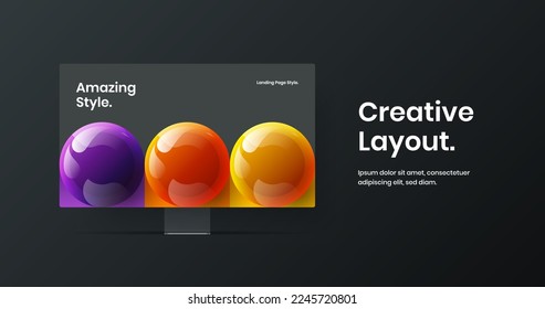 Minimalistic desktop mockup site screen illustration. Amazing landing page design vector concept.