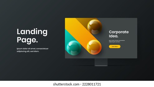 Minimalistic desktop mockup website layout. Original presentation design vector illustration.
