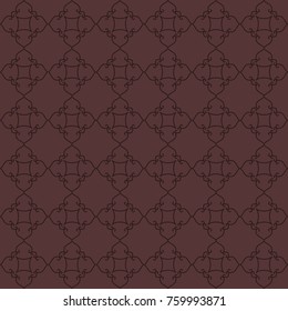 Minimalistic diamond and floral seamless pattern on dark maroon background