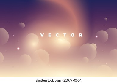 Minimalistic digital blurred background with transparent circles and glowing stars 