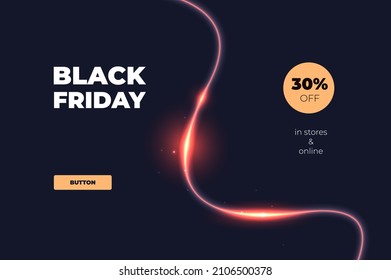 Diseño digital minimalista con brillante línea ondulada naranja sobre el fondo negro