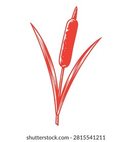 A minimalistic digital illustration of a red flower with elongated leaves on a white background, emphasizing simplicity and elegance.