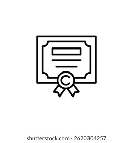 Minimalistic diploma certificate design with ribbon icon on white backdrop