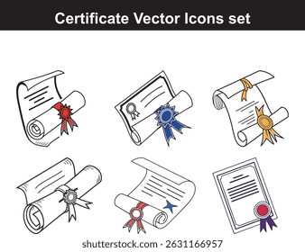 Minimalistic Diploma Icon Featuring Certificate Set.