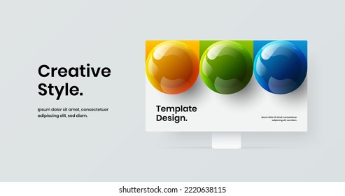 Minimalistic display mockup banner concept. Vivid web project vector design layout.