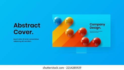 Minimalistic display mockup landing page template. Unique web banner vector design illustration.