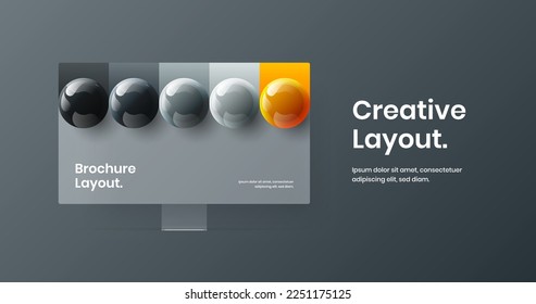 Minimalistic display mockup presentation template. Unique website screen design vector layout.