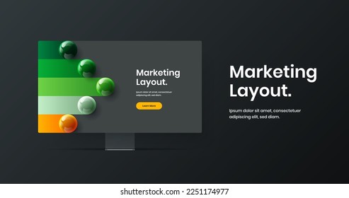Minimalistic display mockup site screen template. Premium banner design vector layout.