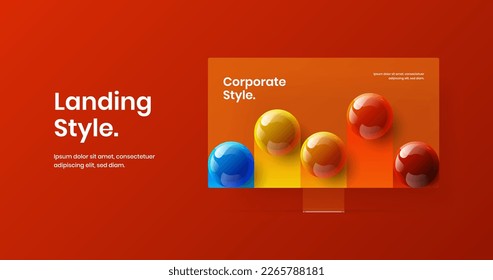 Minimalistic display mockup site screen layout. Vivid landing page design vector template.