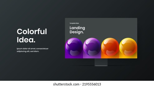 Minimalistic display mockup web project layout. Vivid banner design vector concept.