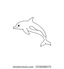 Minimalistic Dolphin Line Art Cute Marine Life Vector Illustration