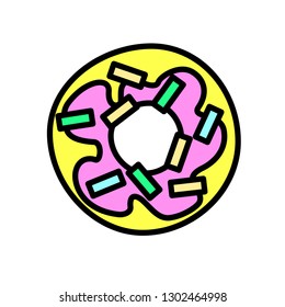 Minimalistic donut icon line art style for cafeteria, restaurant banner, poster, web, flyer design  