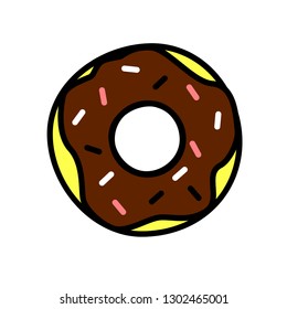 Minimalistic donut icon line art style for cafeteria, restaurant banner, poster, web, flyer design  