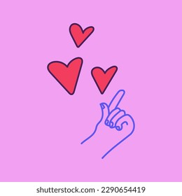 Minimalistic doodle vector hand drawn illustration. Hand with heart