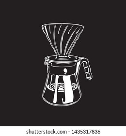 Minimalistic drawing of alternative coffee brewing method