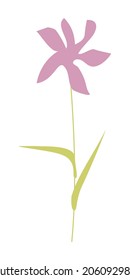 Minimalistic drawing of a flower with leaves on a white background