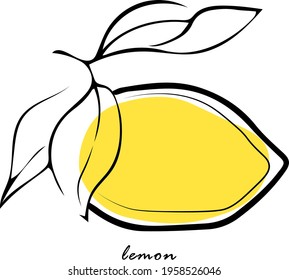 Minimalistic drawing of a lemon. Vector line art. Perfect for logo, packaging design, badge.