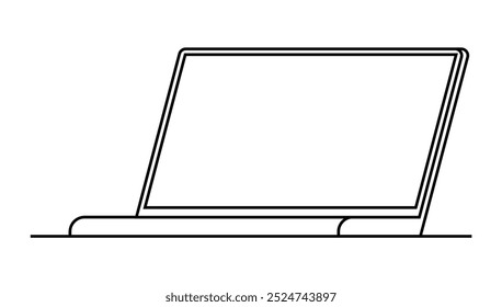 A minimalistic drawn modern laptop. Ideal for technology, business, education, remote work, graphic design. Teaching, coding courses, digital learning, professional workspaces can use this image