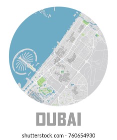 Minimalistic Dubai city map icon.