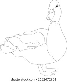 Minimalistic duck outline, clean and smooth lines, side profile view, suitable for logos, kids' designs, and nature themes. Monochrome, vector style, scalable for any project.