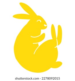 Minimalistic easter bunny. Vector illustration of rabbit silhouette, farm animal for card, print, poster, web design