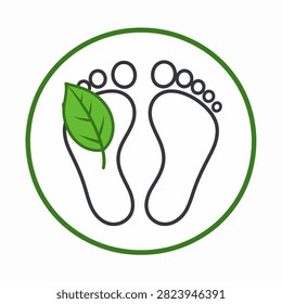 A minimalistic eco footprint icon featuring a leaf, symbolizing environmental consciousness and sustainable living practices.