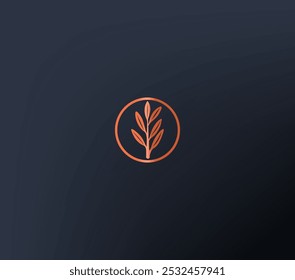 Logotipo ecológico minimalista com uma folha dourada sobre um fundo limpo e moderno. Perfeito para marcas com foco em sustentabilidade, natureza e produtos orgânicos