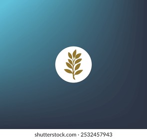 Logotipo ecológico minimalista com uma folha dourada sobre um fundo limpo e moderno. Perfeito para marcas com foco em sustentabilidade, natureza e produtos orgânicos