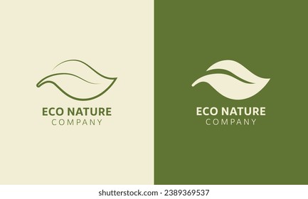 Logotipo minimalista de hoja de la naturaleza ecológica, logotipo abstracto de vectores monográficos