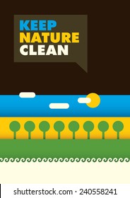 Minimalistic ecology poster in color. Vector illustration.