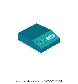 Minimalistic Electronic scale Vector flat illustration. Simple Electric scales for measure or weight concept. Top View Modern Scales vector isolated on white background. Can be used for web and mobile