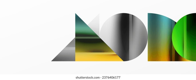 Minimalistic elegance shines through in this metallic background, showcasing composition of circles and triangles, creating geometric masterpiece