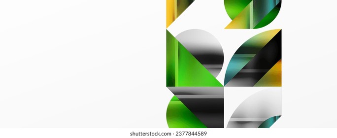 Minimalistic elegance shines through in this metallic background, showcasing composition of circles and triangles, creating geometric masterpiece