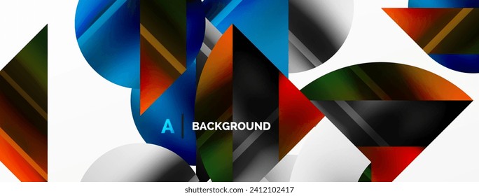 Minimalistic elegance shines through in this metallic background, showcasing composition of circles and triangles, creating geometric masterpiece