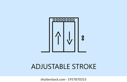 minimalistic elevator icon, logo or symbol with fully ajustable strokes