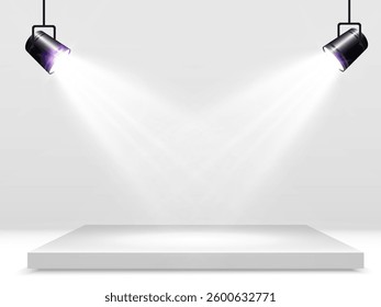 Minimalistic empty podium with soft lighting and shadows, ready for product display, awards, or branding presentation.