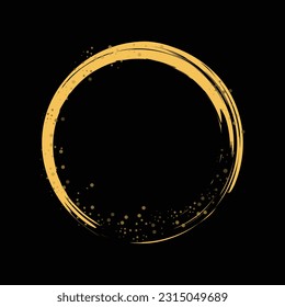 Minimalistic enso zen circle vector image. Hand drawn circle shape. Label, logo design element. Brush abstract wave. Black enso zen symbol. Vector illustration.