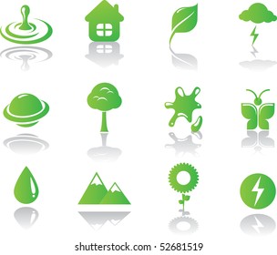 Minimalistic environmental green icons set